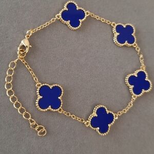 Agate blue clover bracelet